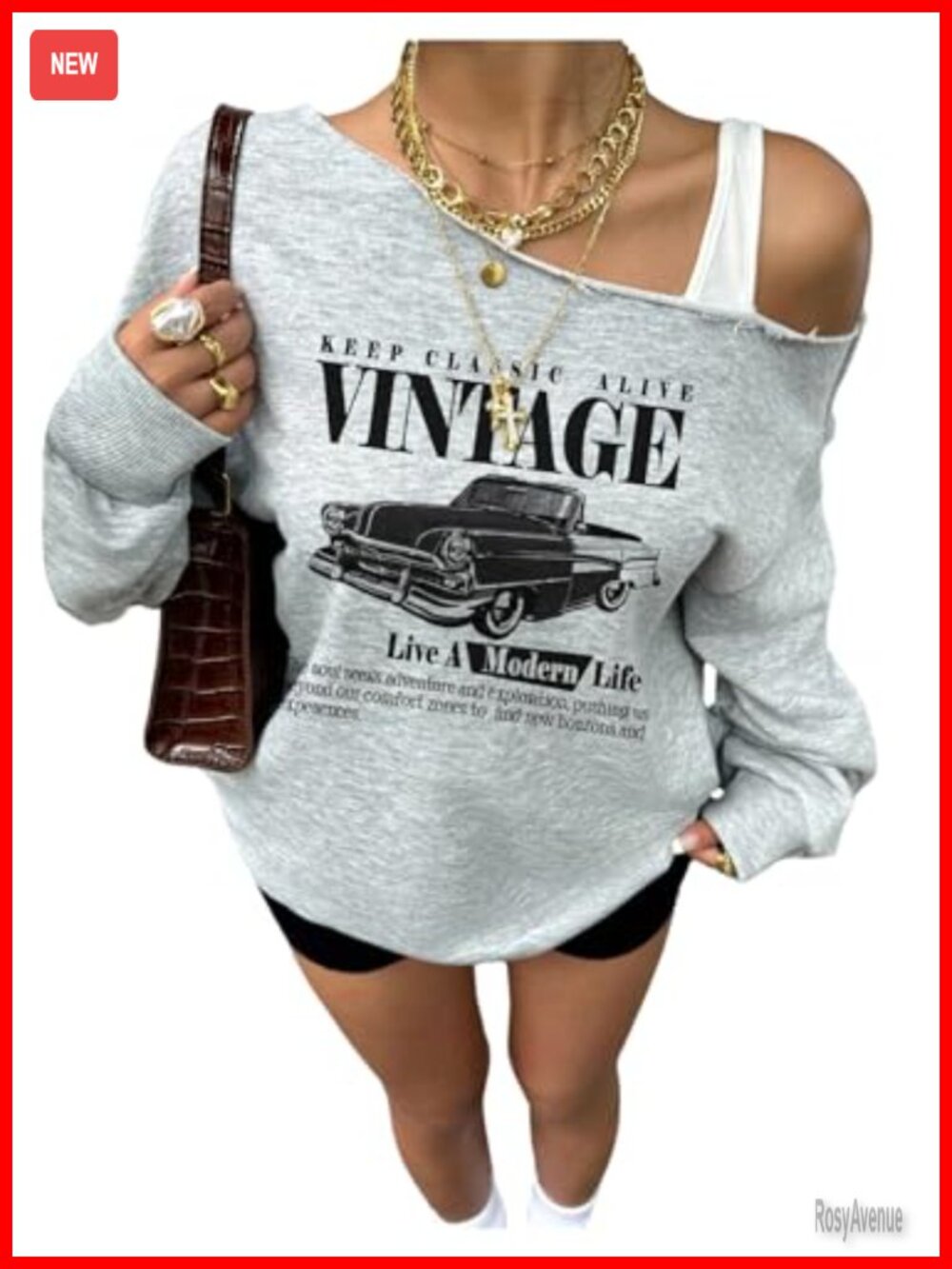 Oversized Graphic Off Shoulder Pullover Sweatshirt Women Y2K Vintage